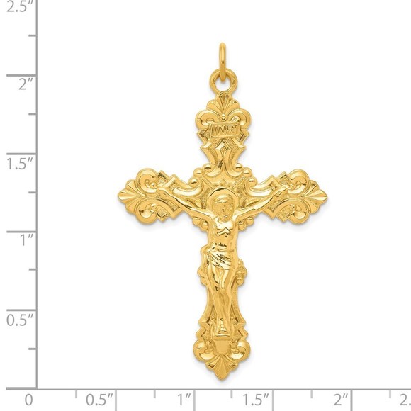 Million Charms 925 Sterling Silver & 24k Gold -plated INRI Crucifix Pendant - Picture 3 of 4